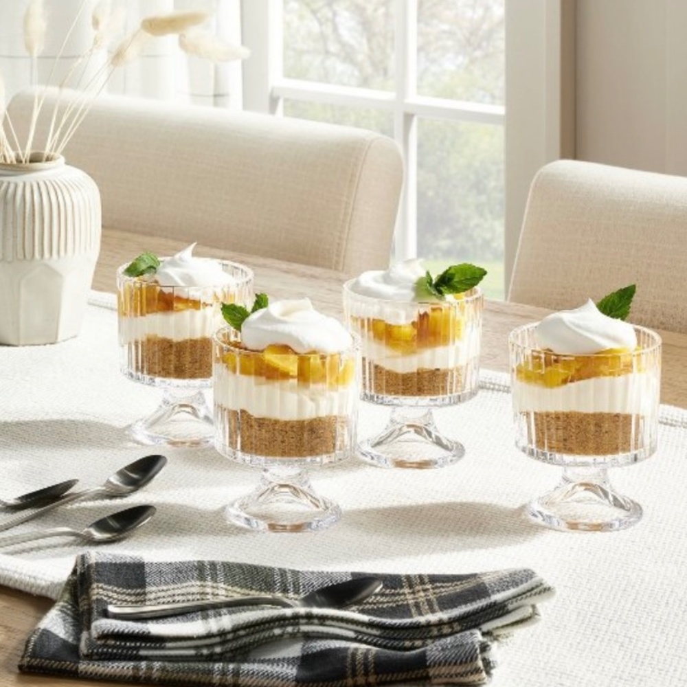 8oz Fluted Glass Parfait Cup Set Clear 4pk - Hearth & Hand Magnolia